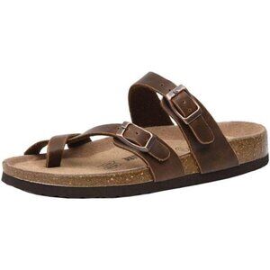 CUSHIONAIRE Women's Luna Cork Footbed Sandal With +Comfort